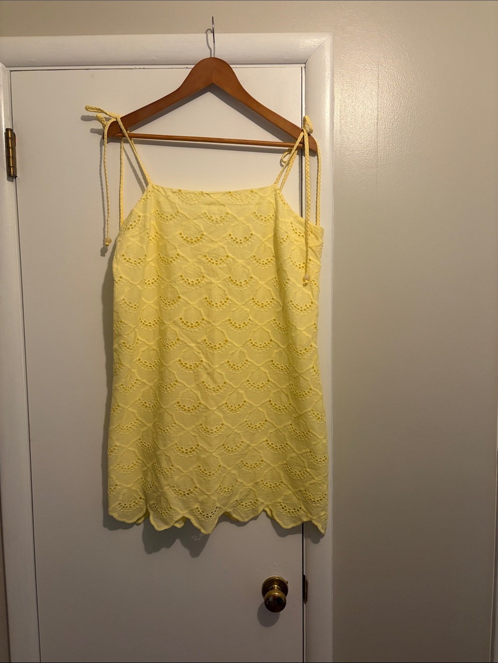 English Factory Yellow Eyelet Tie-Shoulder Sundress